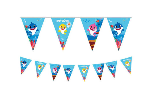 Baby Shark FSC flaggbanner i papir med 9 flagg