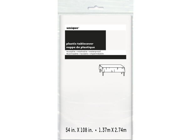 Hvit firkantet plastduk 137x214cm