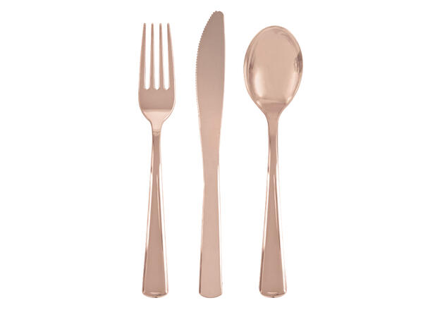 Rosegull Metallic bestikk i plast 18 deler