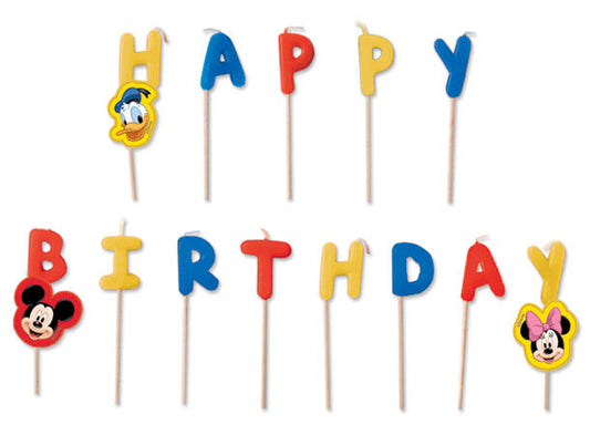 Mikke mus "Happy Birthday" kakelys på pinne