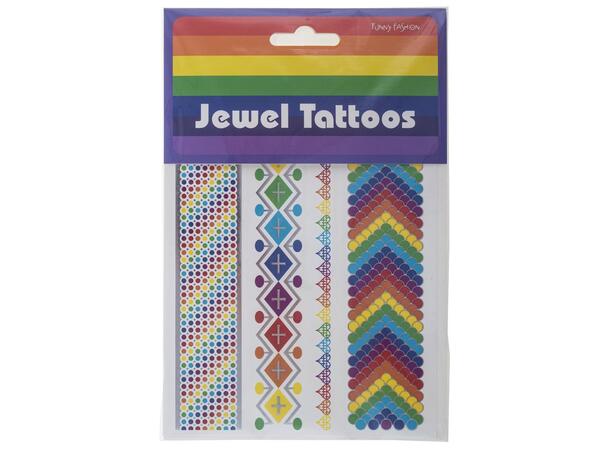 Regnbue glitter tatoveringer - 3 assorterte
