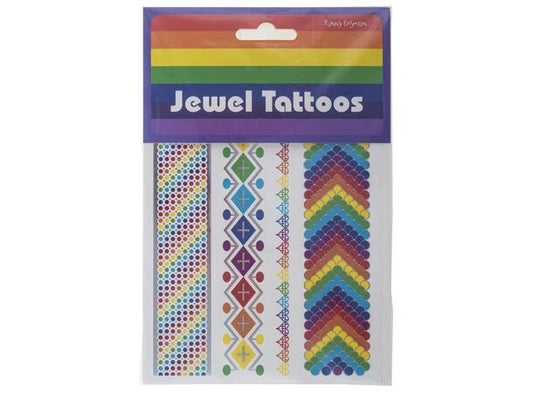 Regnbue glitter tatoveringer - 3 assorterte