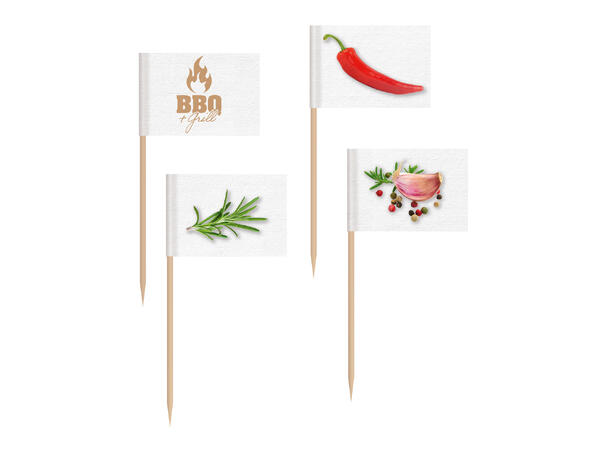 BBQ & Grill flaggpicks i tre/papir