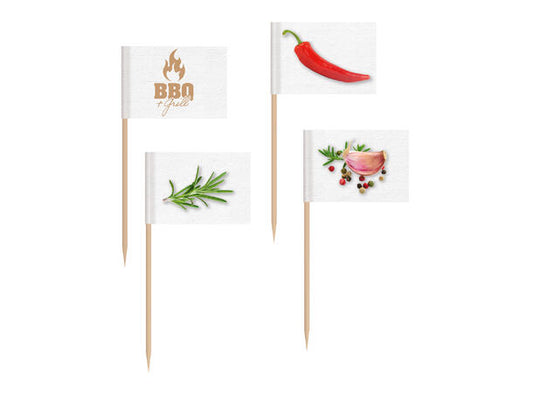 BBQ & Grill flaggpicks i tre/papir
