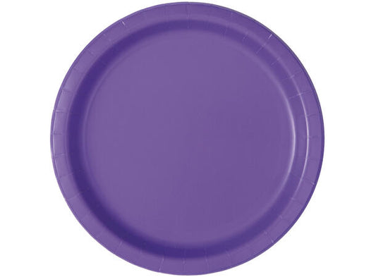 Ensfarget Neon Lilla tallerken i papp 23cm