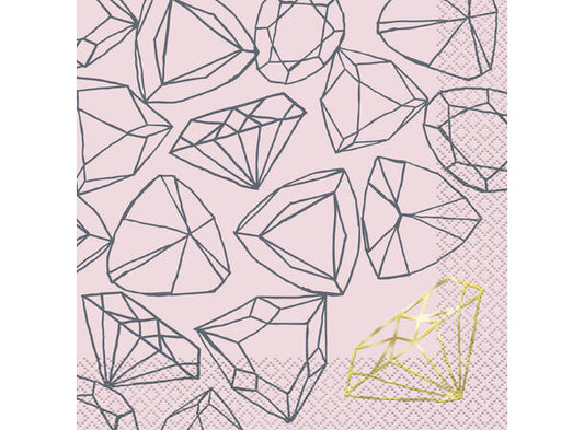 Lunsjservietter utdrikningslag diamant - rosa 33x33cm