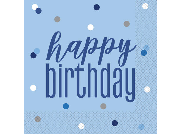 Blå & sølv glitz lunsj servietter 33x33cm