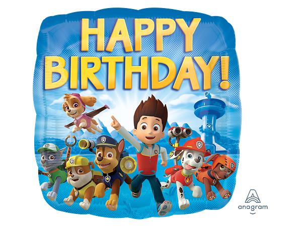 Paw Patrol Happy Birthday firkantet folieballong 43cm