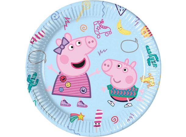 Peppa Gris plastfrie tallerkener i papir 23cm