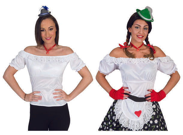 Oktoberfest tyrol skjorte hvit - dame