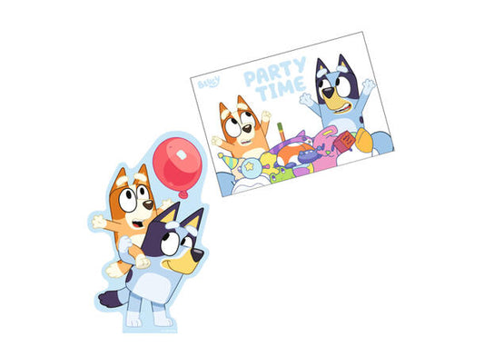 Bluey bursdagsinvitasjoner m/konvulutt