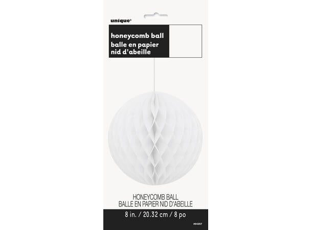 Honeycomb ball i papir - hvit