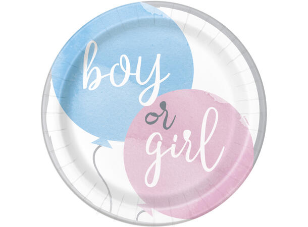 Gender Reveal Party tallerken i papp 23cm